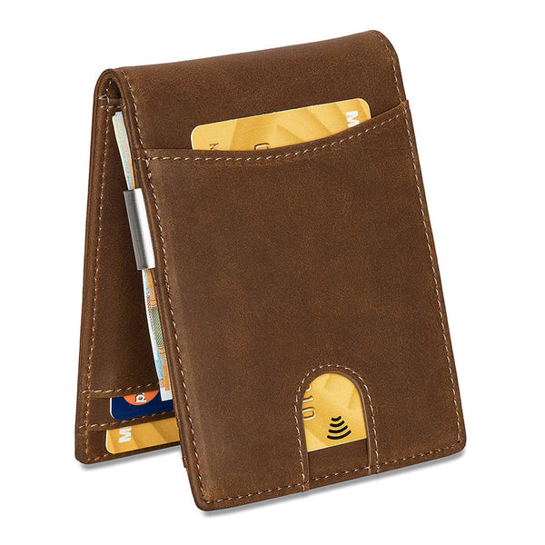 RFID wallet leather top layer leather laser logo wallet men's leather wallet wallet custom logo