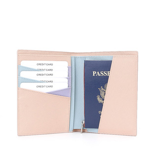 Women's passport wallet short Korean version creative color blocking multifunctional two fold PU wallet custom logo