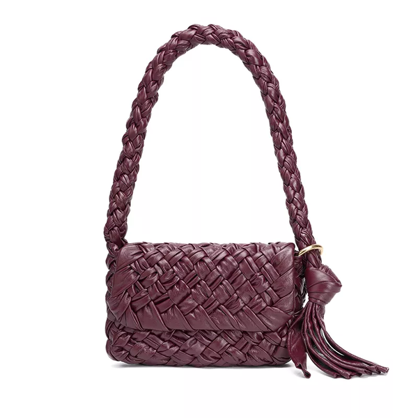 Trendy Claret Woven Leather Bags Shoulder Bag